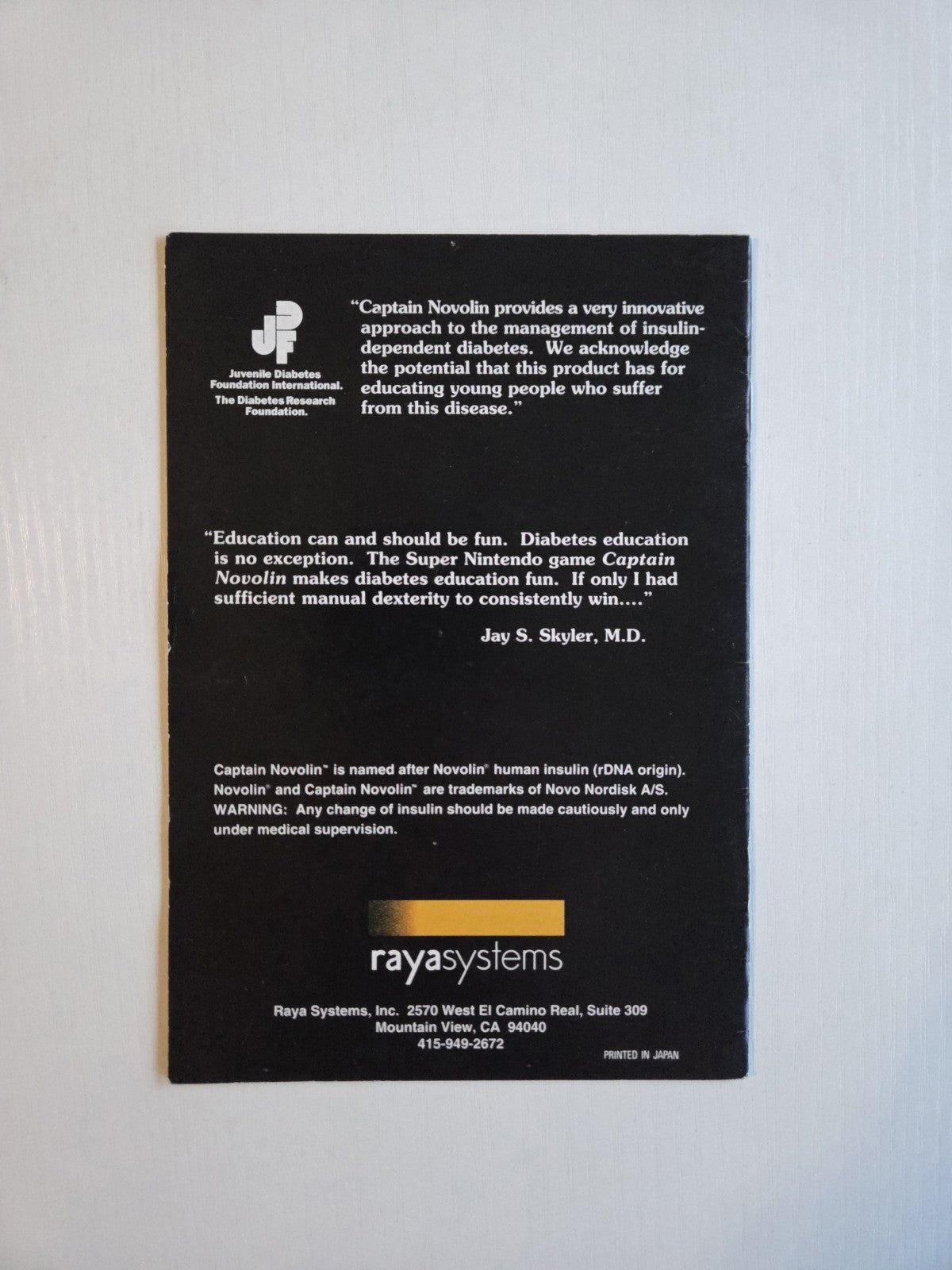 SNES Super Nintendo Captain Novolin Spielanleitung Instruction Booklet USA