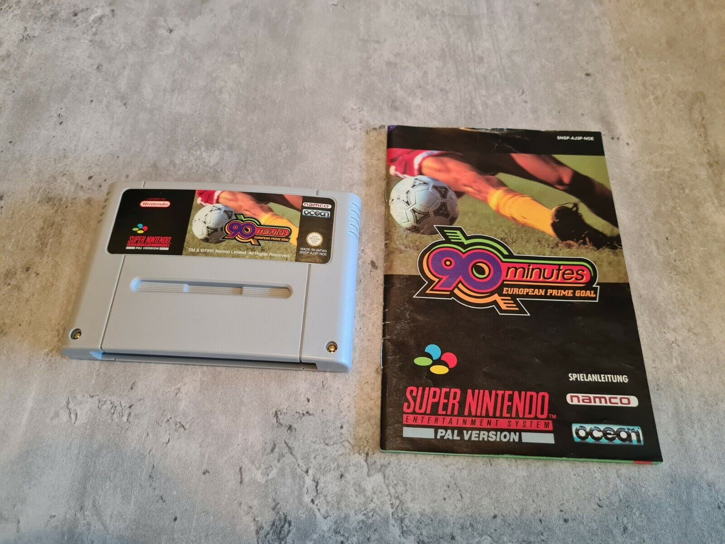 SNES Super Nintendo 90 Minutes European Prime Goal mit OVP und Anleitung NOE - T-Retro-Games
