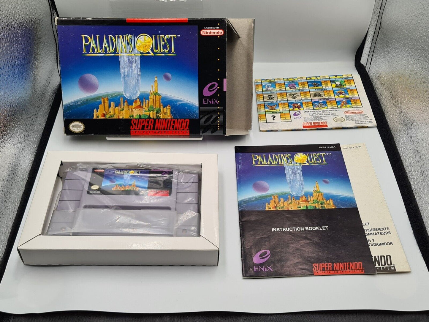 SNES Super Nintendo Paladin's Quest mit OVP und Anleitung + Karte NTSC-USA - T-Retro-Games