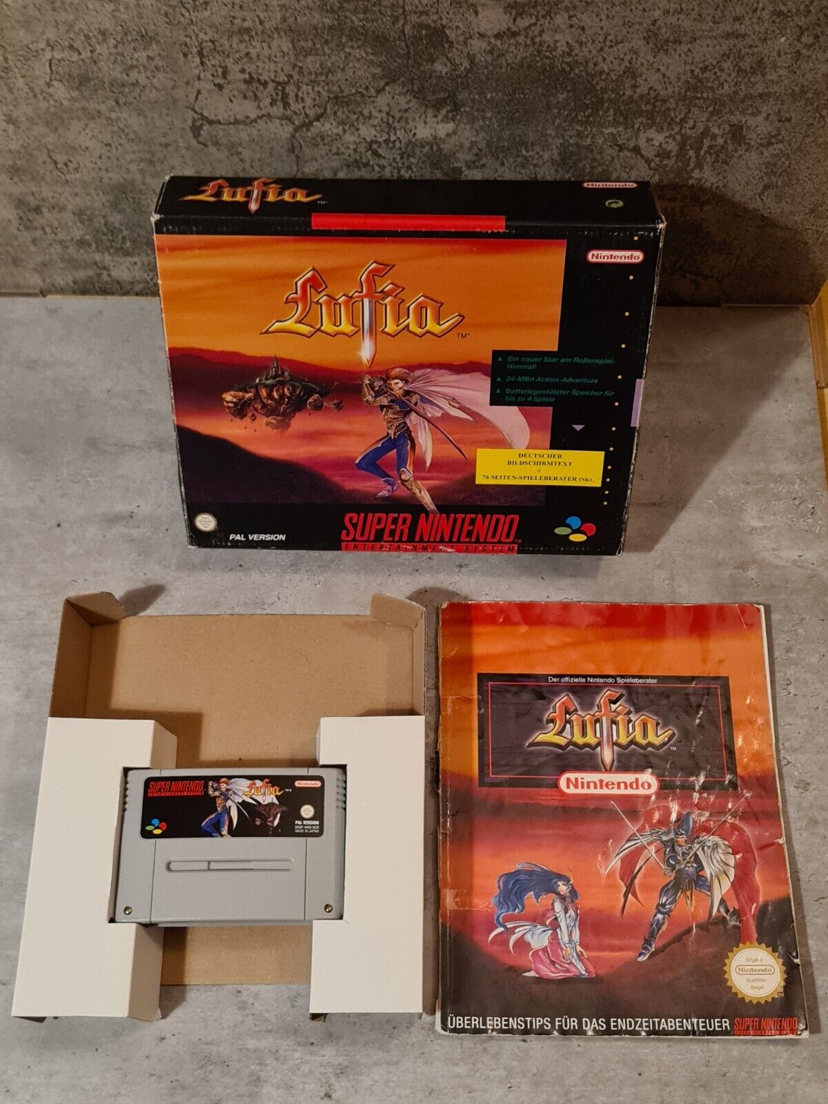 SNES Super Nintendo Lufia mit OVP und Spieleberater NOE Big Box - T-Retro-Games