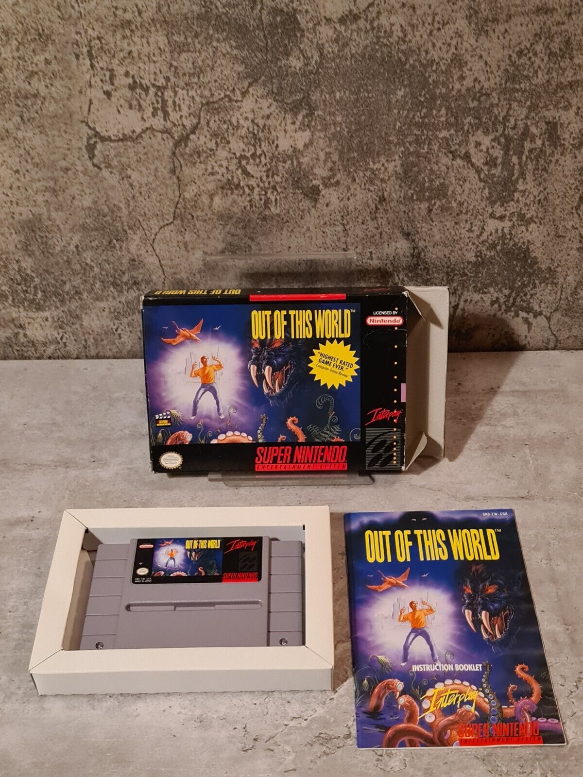 SNES Super Nintendo Out Of This World mit OVP und Anleitung NTSC-USA - T-Retro-Games