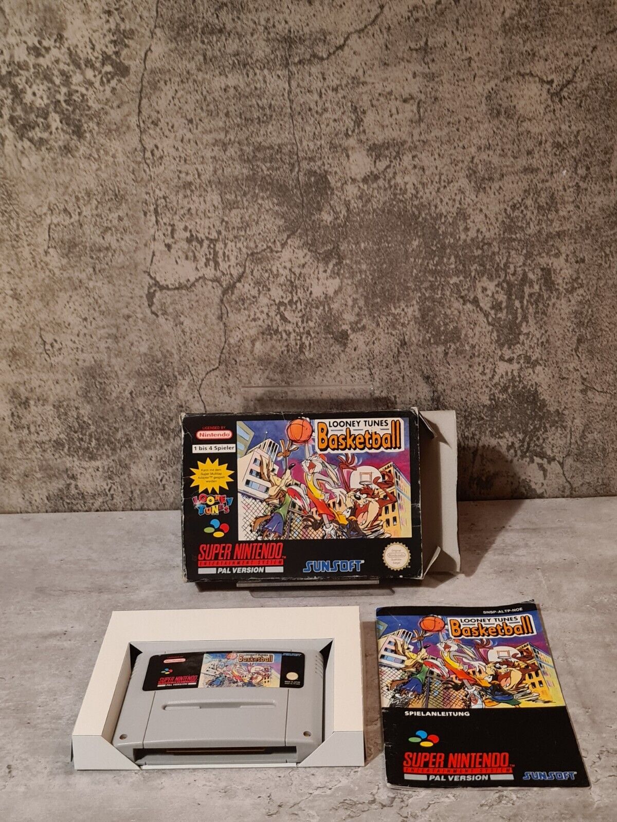 SNES Super Nintendo Looney Tunes Basketball mit OVP und Anleitung NOE - T-Retro-Games