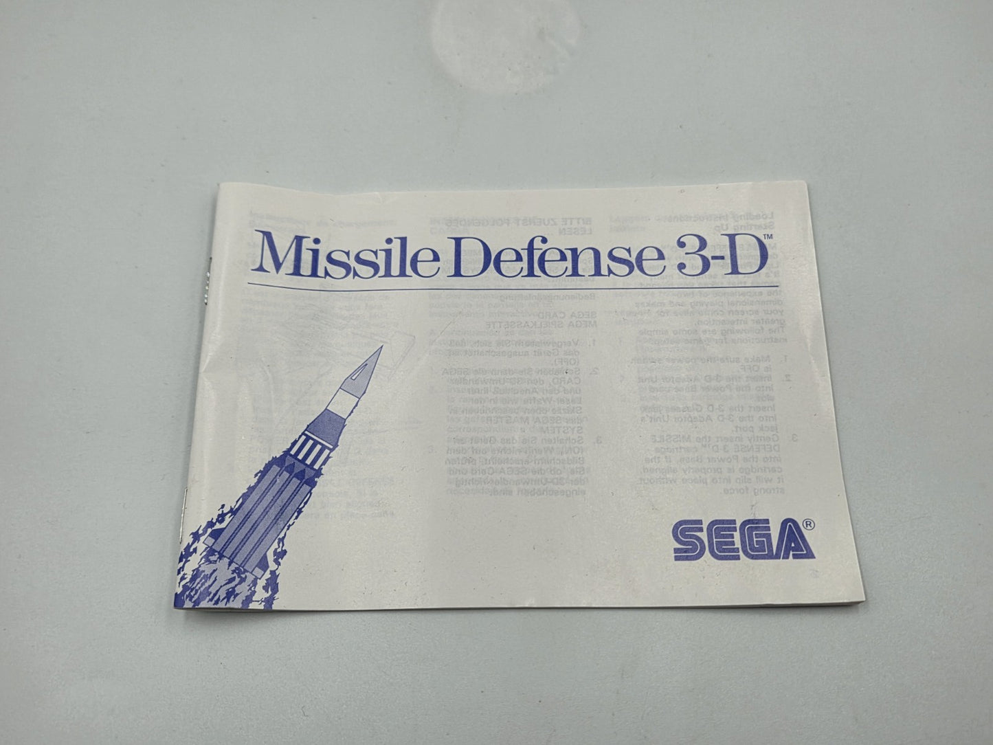 Sega Master System Missile Defense 3-D mit OVP und Anleitung Multilingual