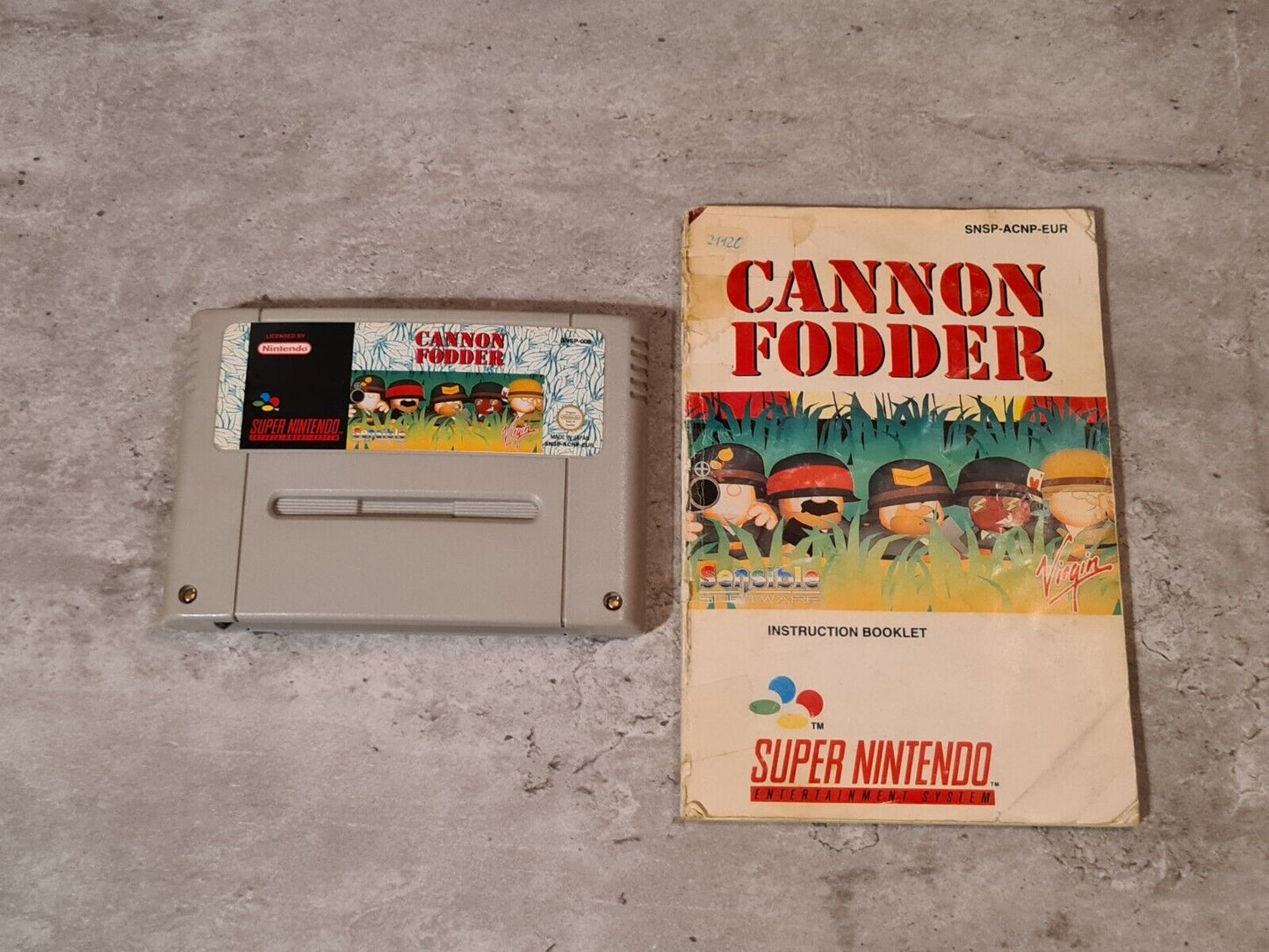 SNES Super Nintendo Cannon Fodder mit OVP und Anleitung EUR - T-Retro-Games