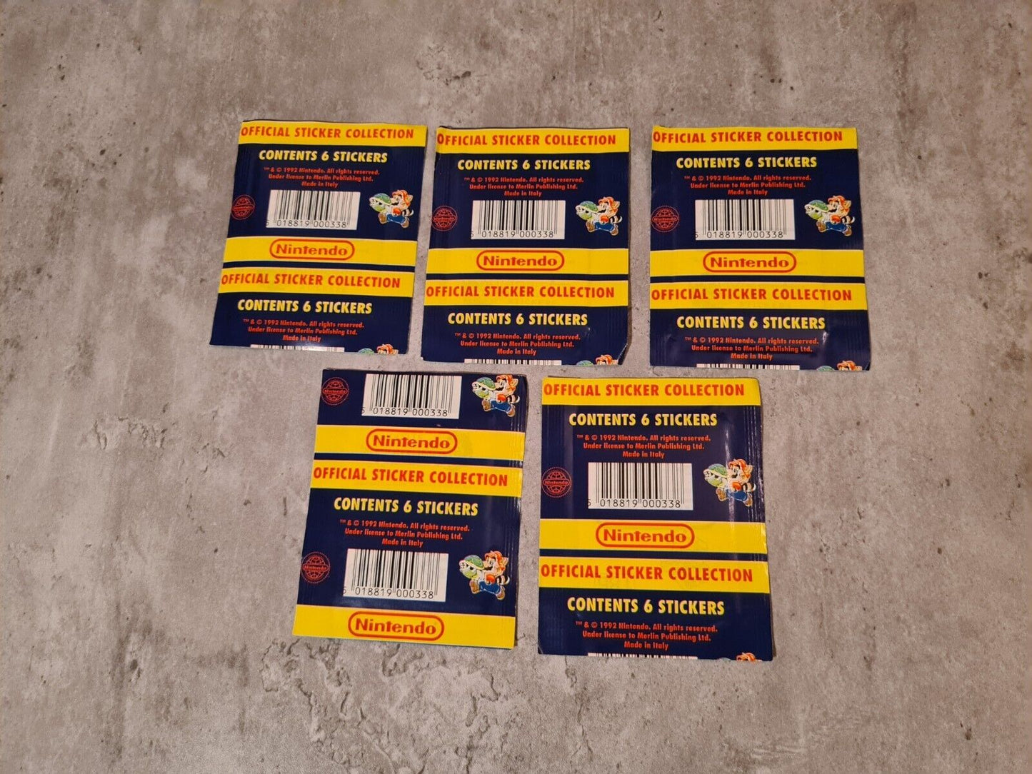 5x Merlin Nintendo Official Album Stickers Super Mario 1992 Neu New - T-Retro-Games