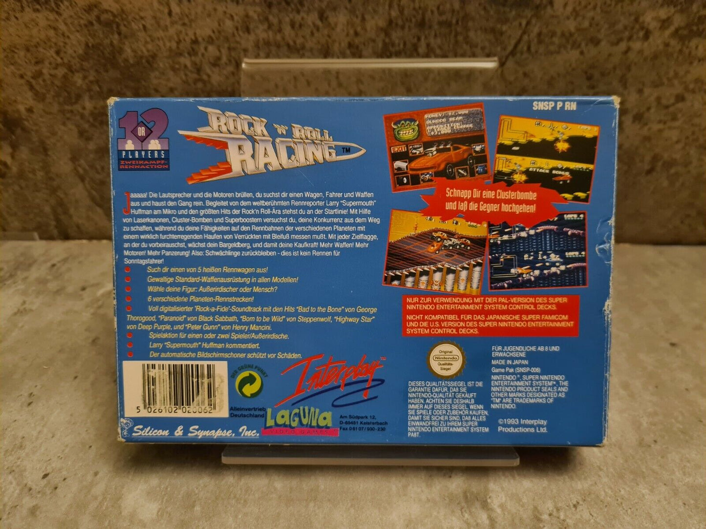 SNES Super Nintendo Rock N Roll Racing mit OVP und Anleitung NOE - T-Retro-Games