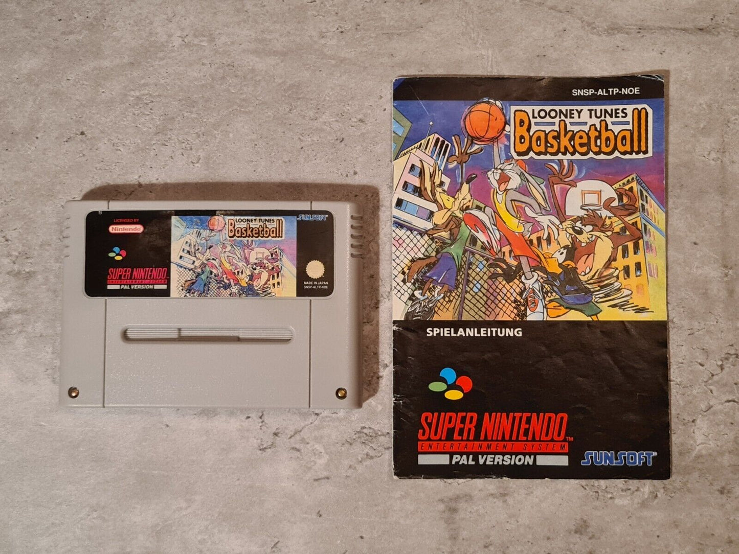 SNES Super Nintendo Looney Tunes Basketball mit OVP und Anleitung NOE - T-Retro-Games