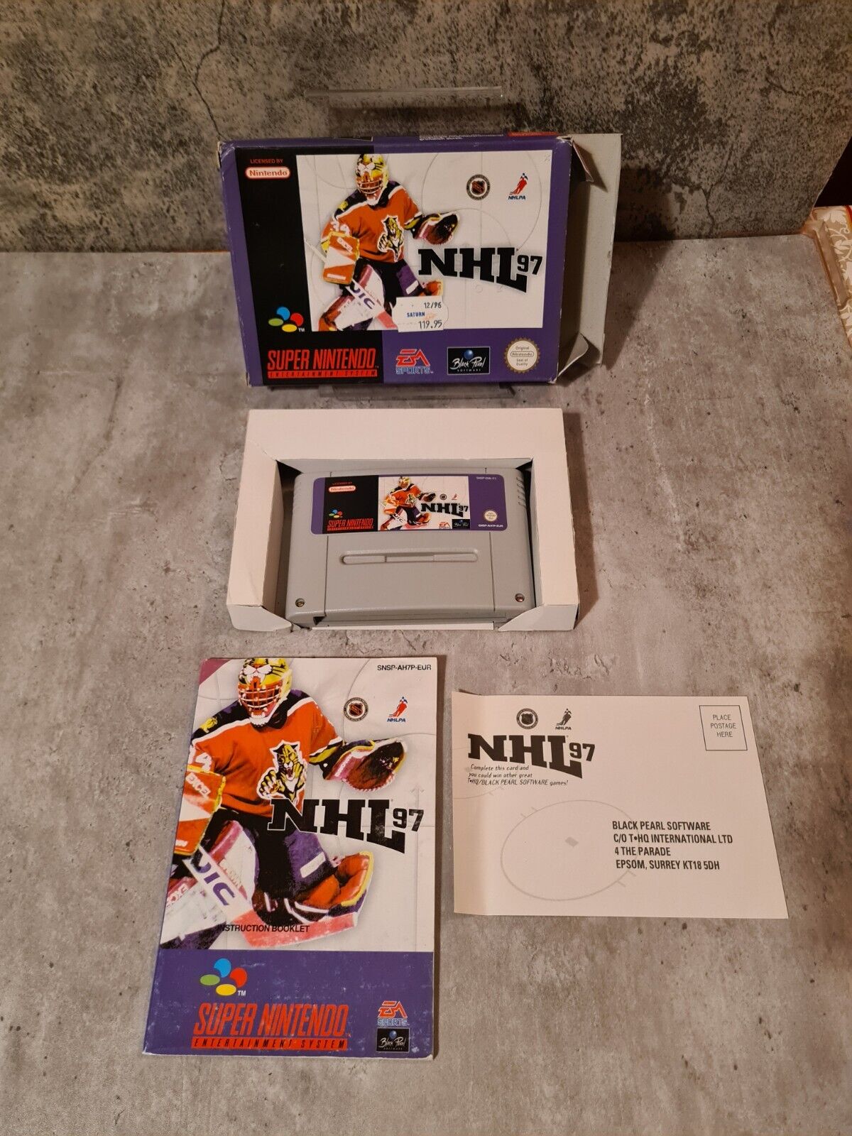 SNES Super Nintendo NHL 97 mit OVP und Anleitung EUR - T-Retro-Games