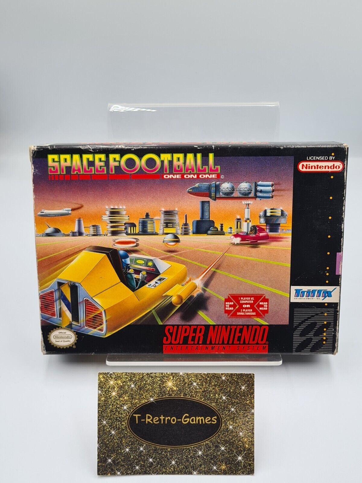 SNES Super Nintendo Space Football - One on One mit OVP und Anleitung NTSC USA - T-Retro-Games