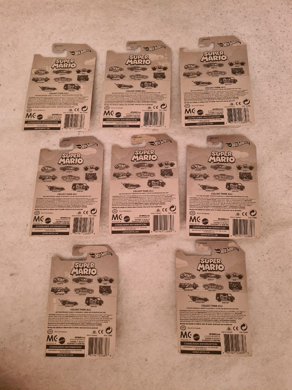 Super Mario Hot Wheels Figuren Figurine New Sealed 1-8 komplette Sammlung - T-Retro-Games