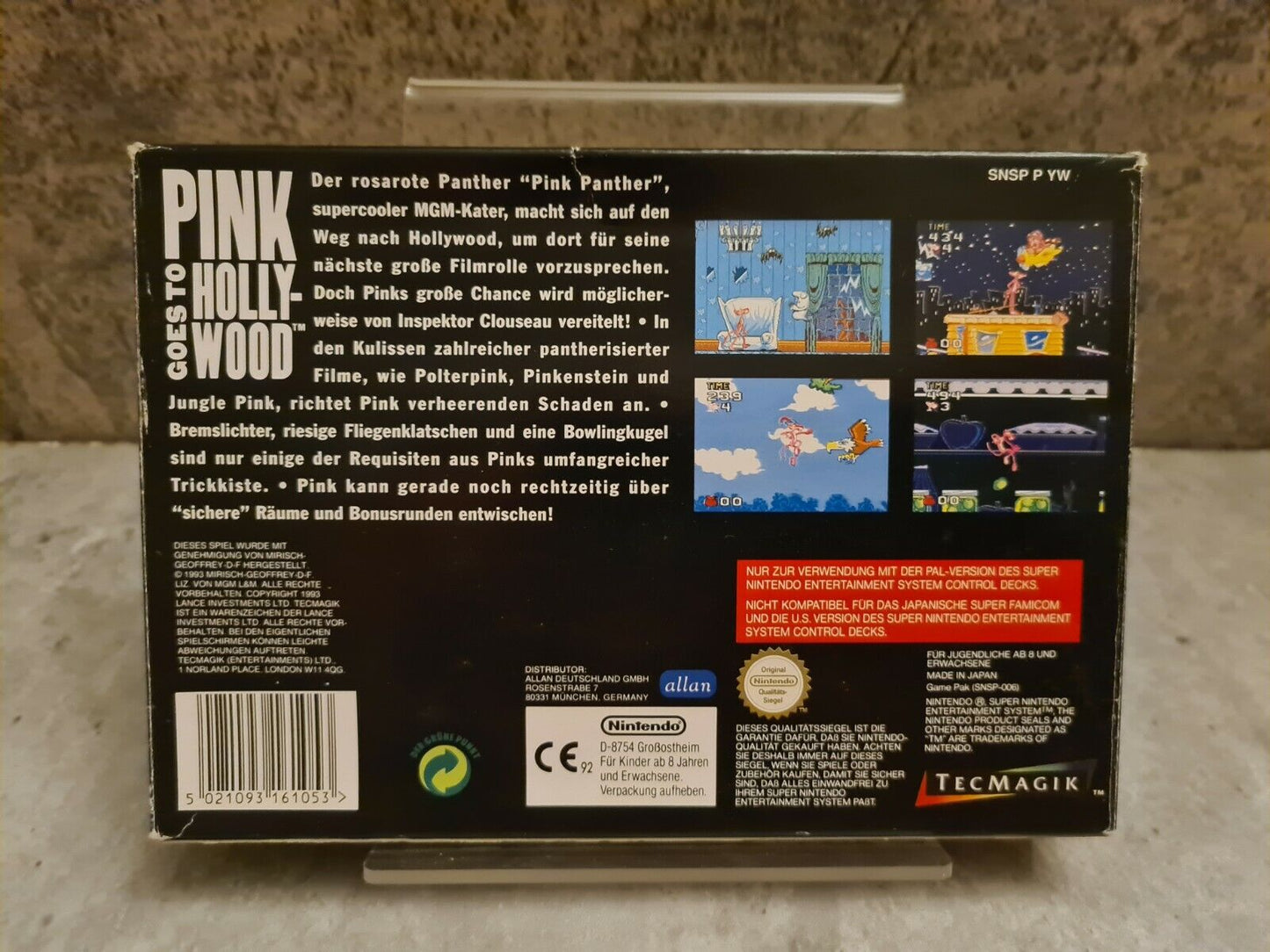 SNES Super Nintendo Pink goes to Hollywood mit OVP und Anleitung NOE - T-Retro-Games