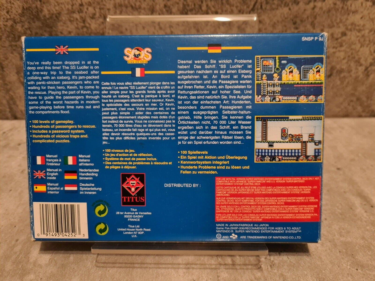SNES Super Nintendo S.O.S. Sink or Swim mit OVP und Anleitung EUR - T-Retro-Games