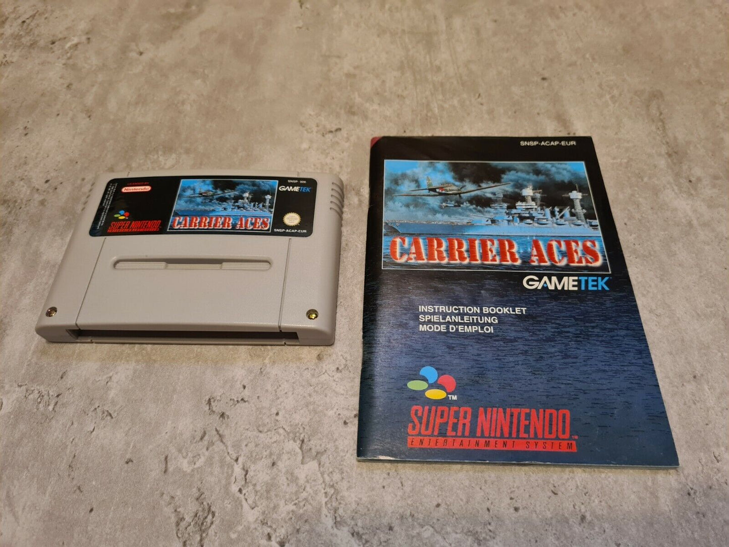 SNES Super Nintendo Carrier Aces mit OVP und Anleitung EUR - T-Retro-Games
