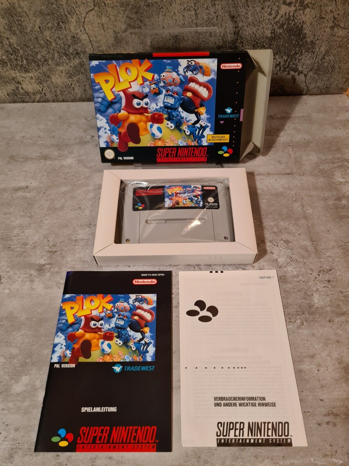 SNES Super Nintendo Plok mit OVP und Anleitung NOE/SFRG - T-Retro-Games