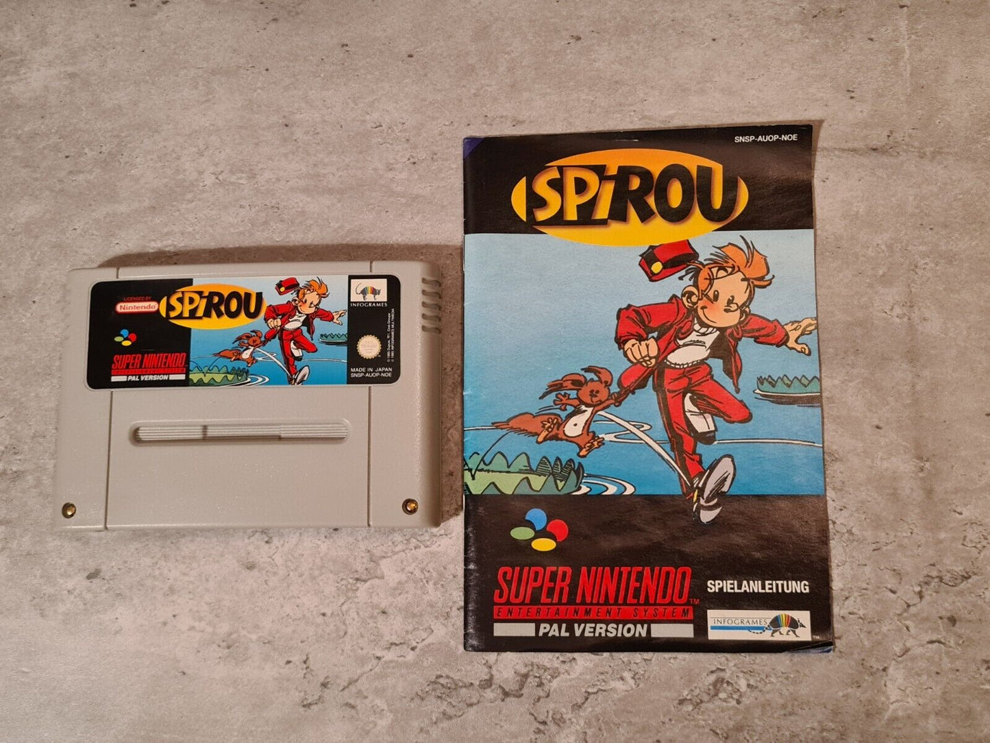 SNES Super Nintendo Spirou / Robbedoes mit OVP und Anleitung NOE - T-Retro-Games