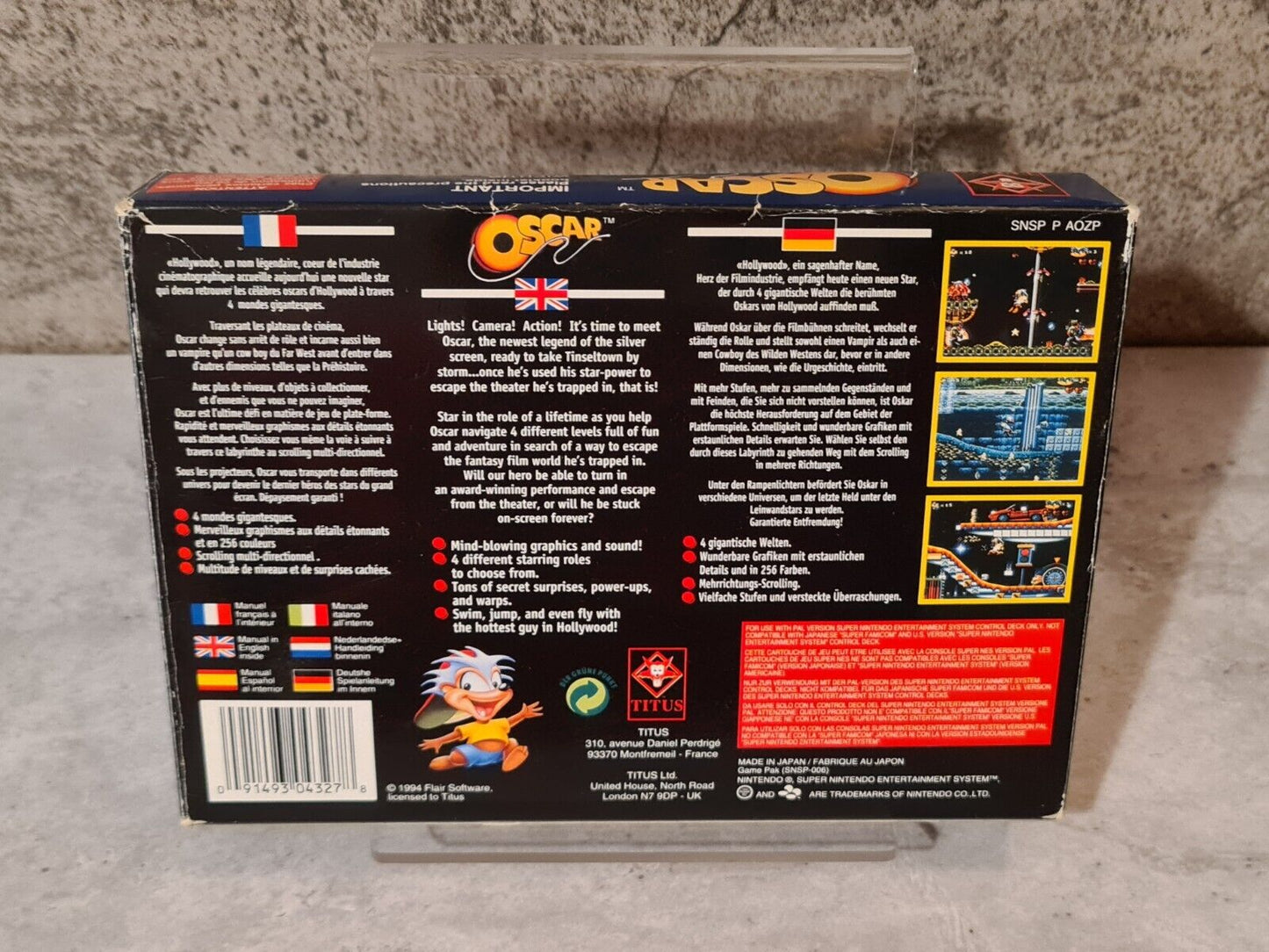 SNES Super Nintendo Oscar mit OVP und Anleitung EUR - T-Retro-Games