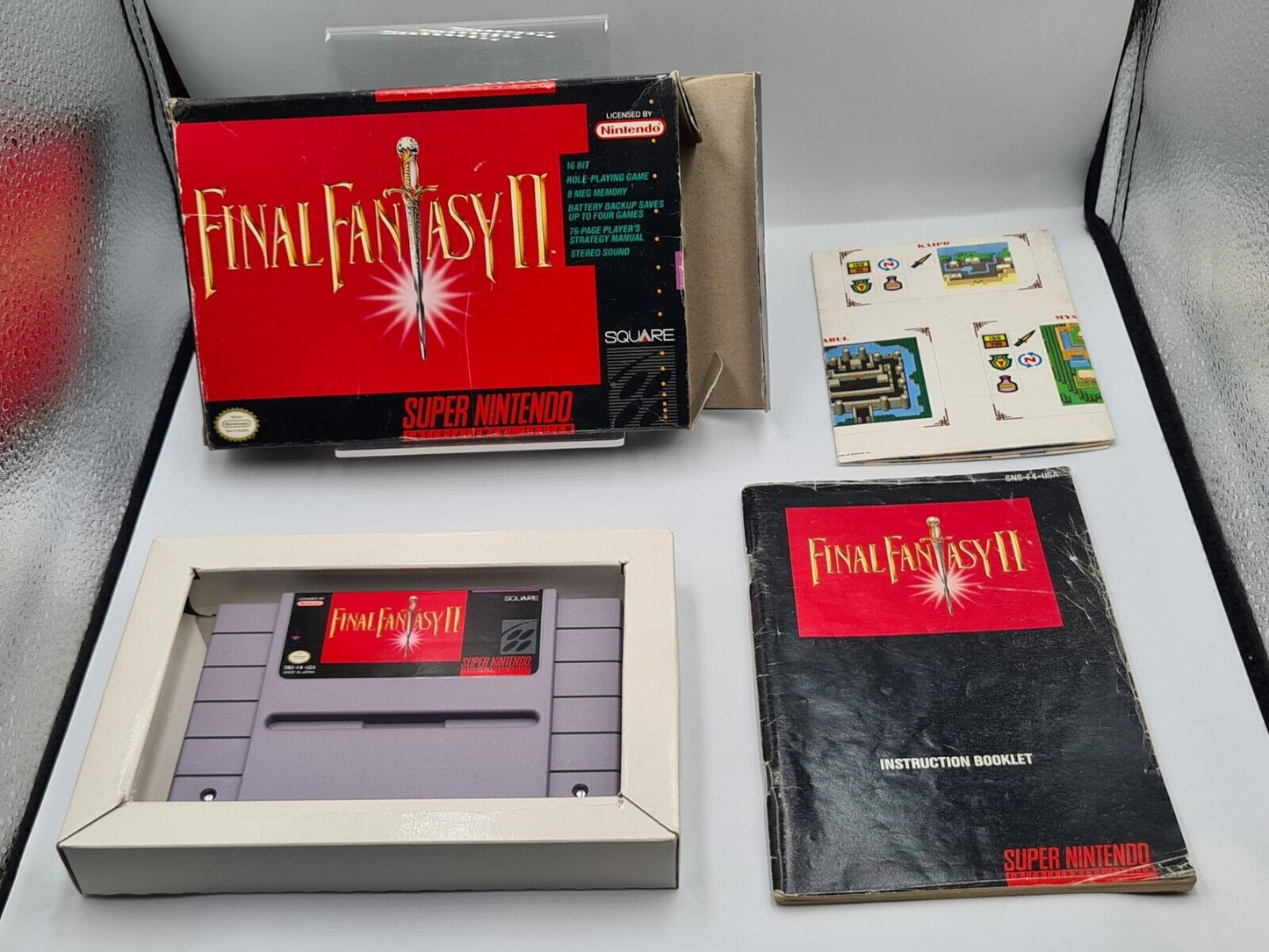 SNES Super Nintendo Final Fantasy II mit OVP und Anleitung + Karte NTSC-USA - T-Retro-Games