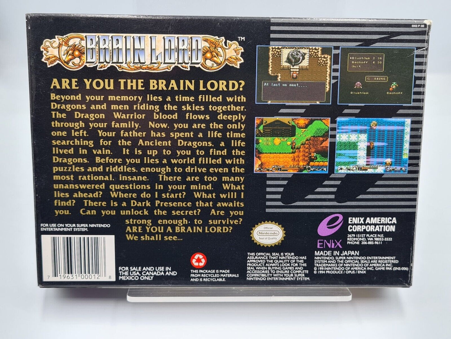 SNES Super Nintendo Brain Lord mit OVP und Anleitung NTSC-USA - T-Retro-Games