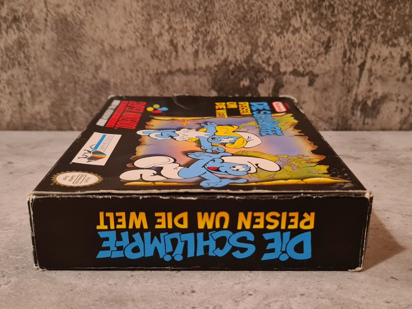 Super Nintendo Die Schlümpfe Reisen Um Die Welt mit OVP und Anleitung NOE - T-Retro-Games