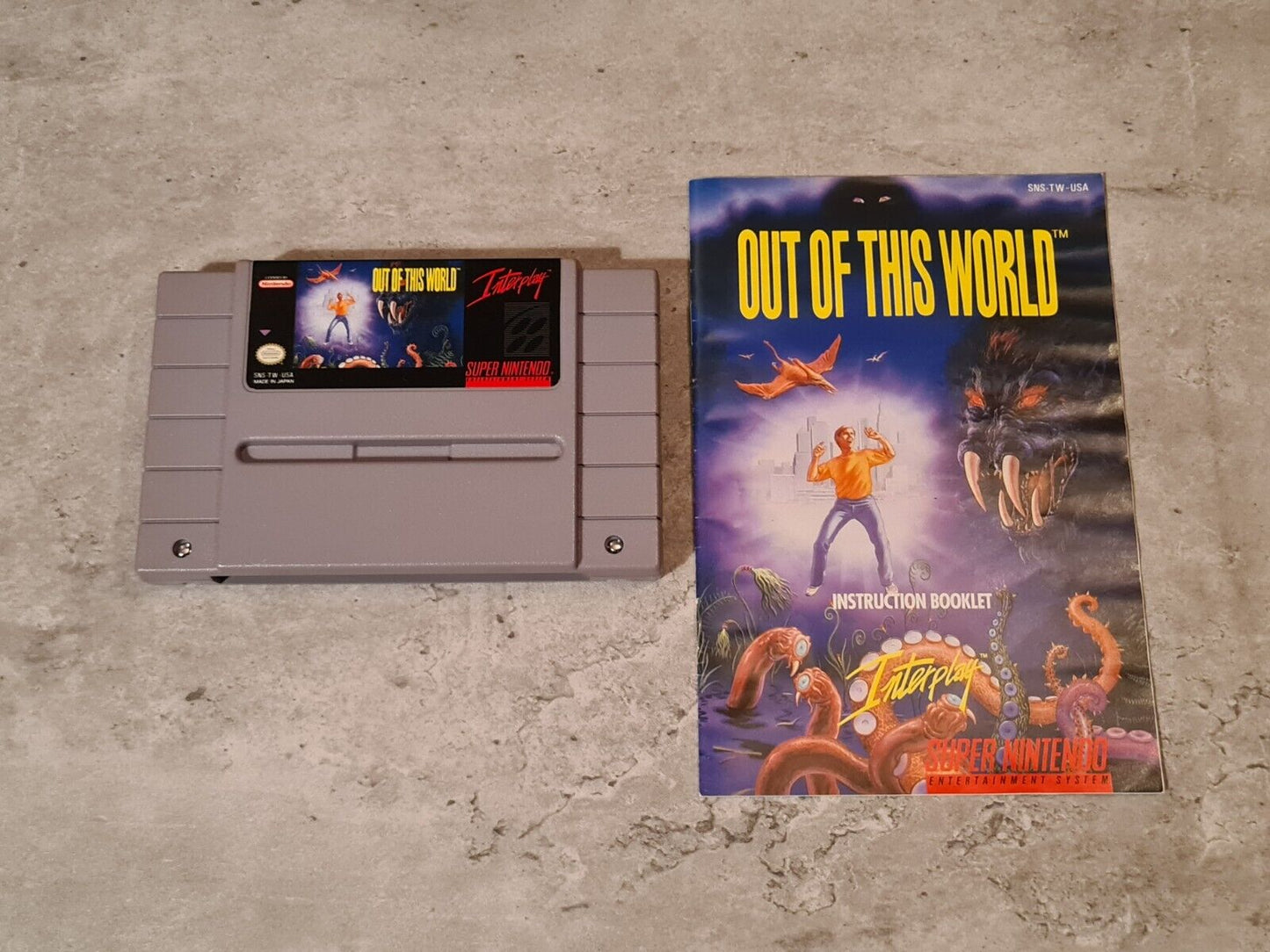 SNES Super Nintendo Out Of This World mit OVP und Anleitung NTSC-USA - T-Retro-Games