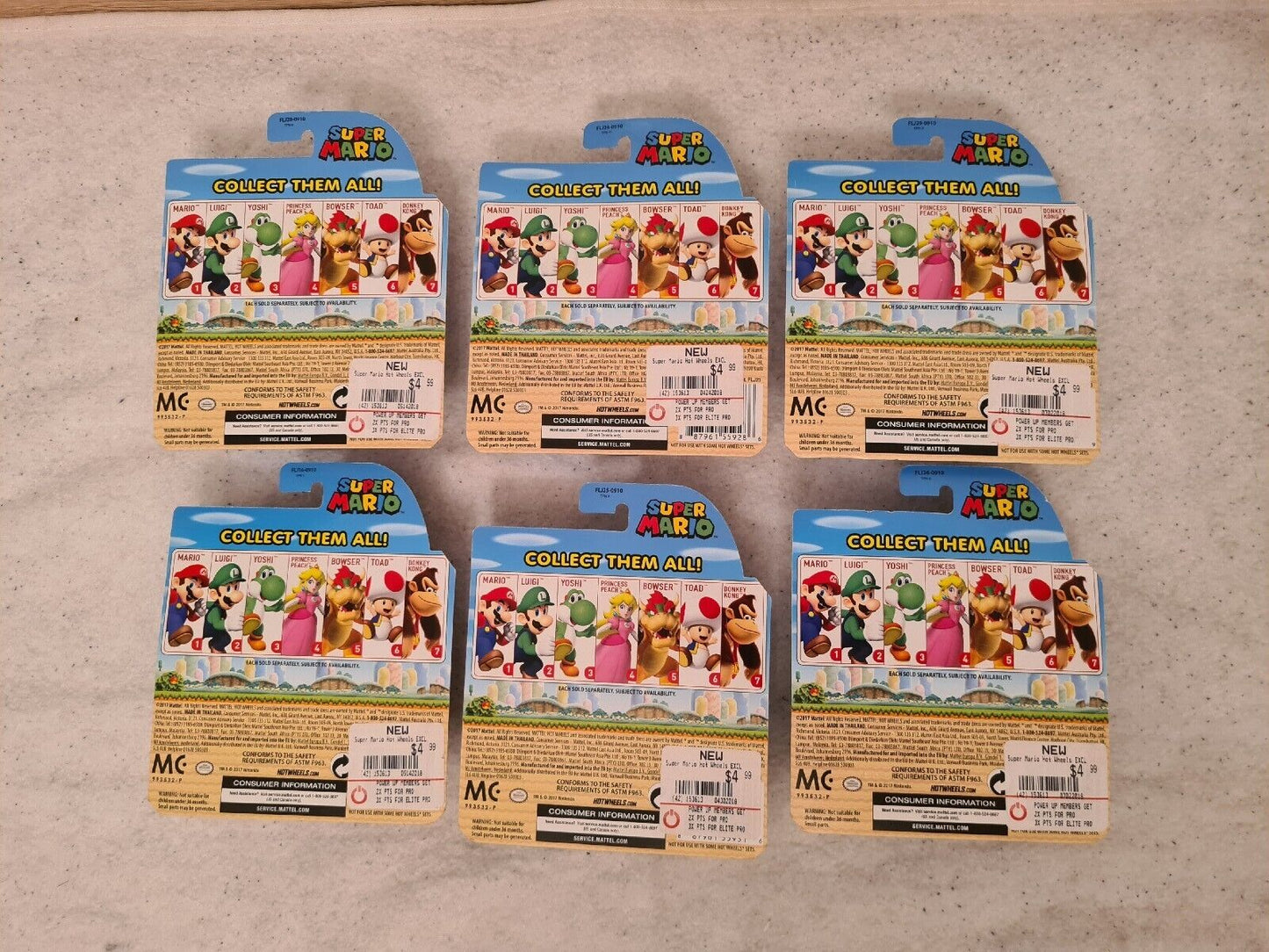 Super Mario Hot Wheels Figuren Figurine New Sealed CharacterCars 6x - T-Retro-Games