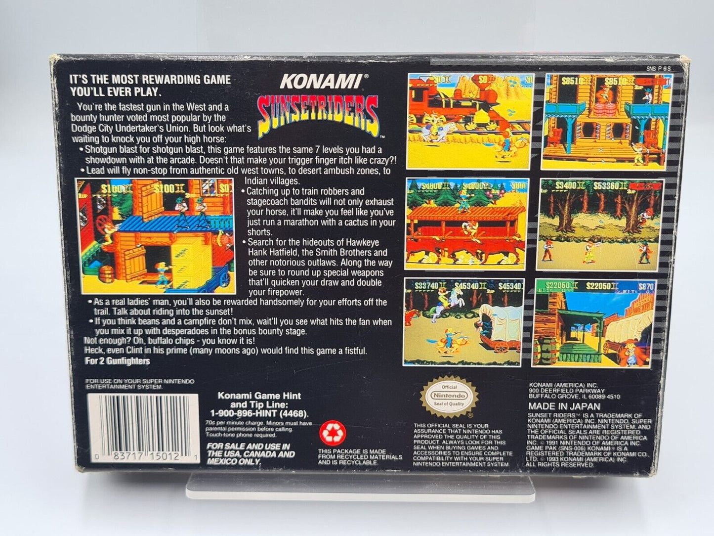 SNES Super Nintendo Sunset Riders mit OVP und Anleitung NTSC-USA - T-Retro-Games