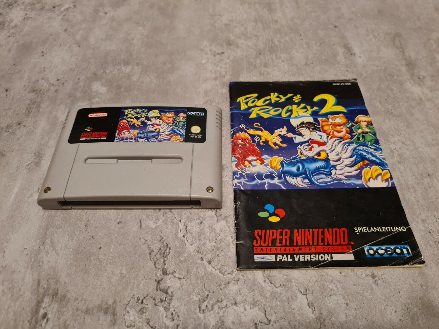 SNES Super Nintendo Pocky & Rocky 2 mit OVP und Anleitung NOE - T-Retro-Games