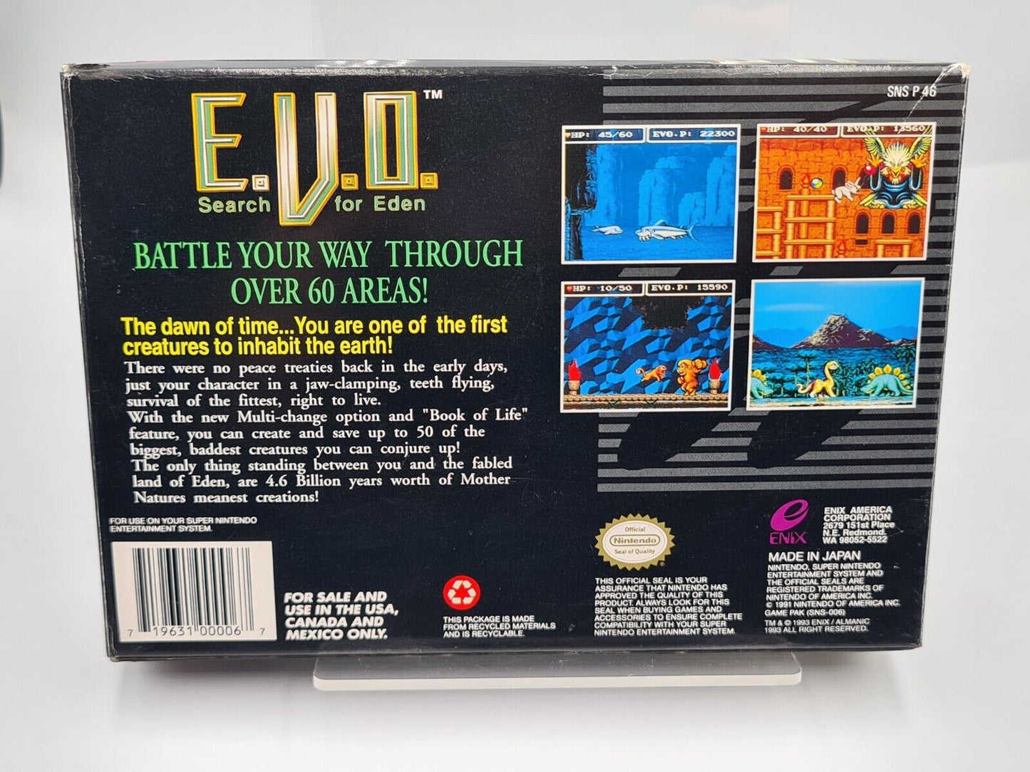 SNES Super Nintendo E.V.O. Search for Eden mit OVP und Anleitung NTSC-USA - T-Retro-Games