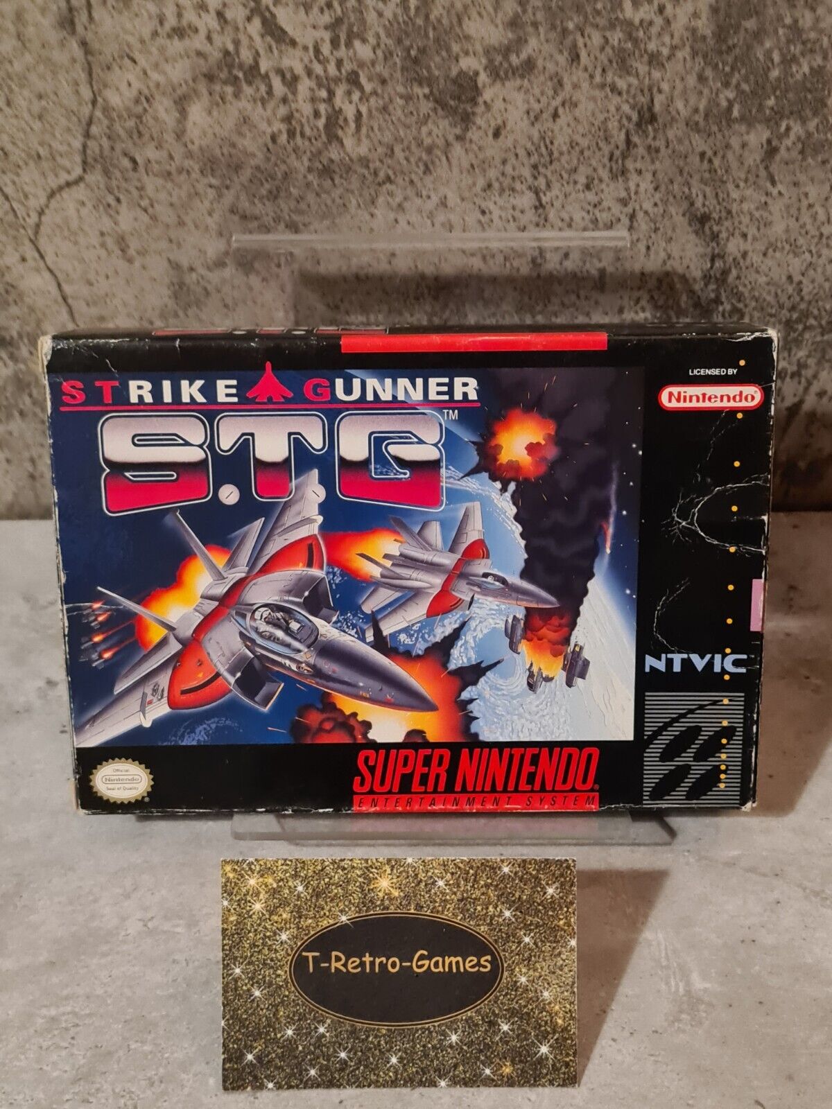 SNES Super Nintendo Strike Gunner S.T.G mit OVP und Anleitung NTSC-USA - T-Retro-Games