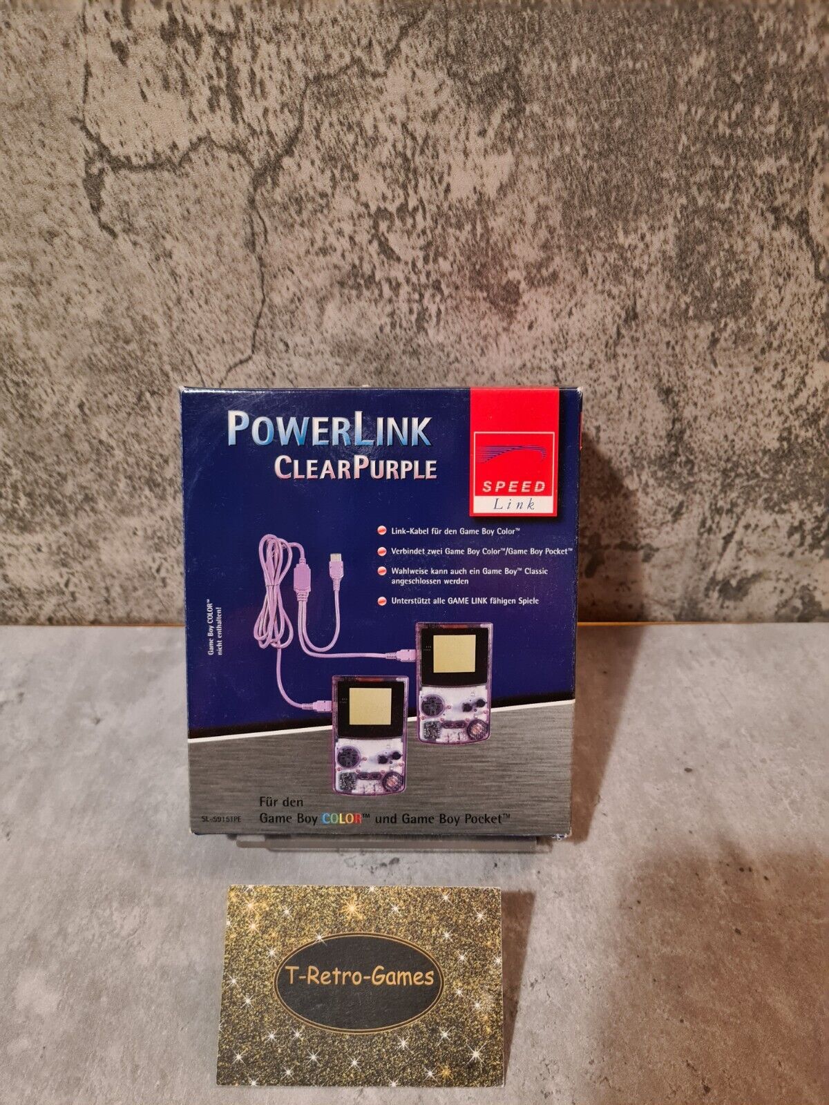 Nintendo Game Boy Classic PowerLink ClearPurple Cable Kabel - T-Retro-Games