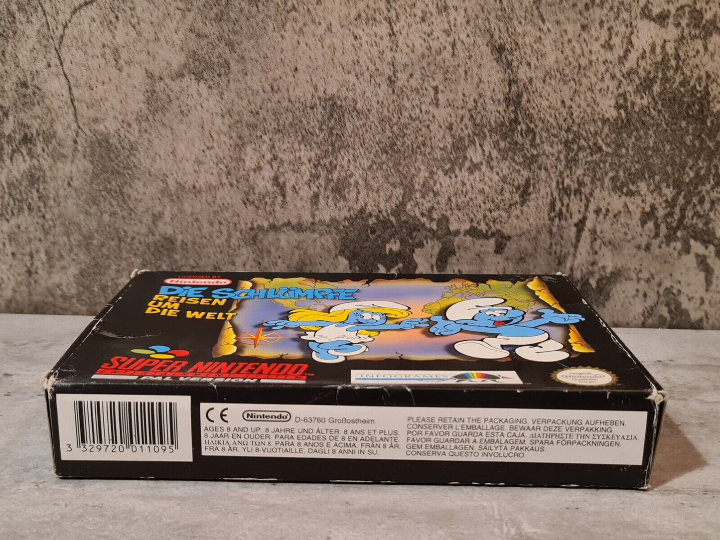 Super Nintendo Die Schlümpfe Reisen Um Die Welt mit OVP und Anleitung NOE - T-Retro-Games