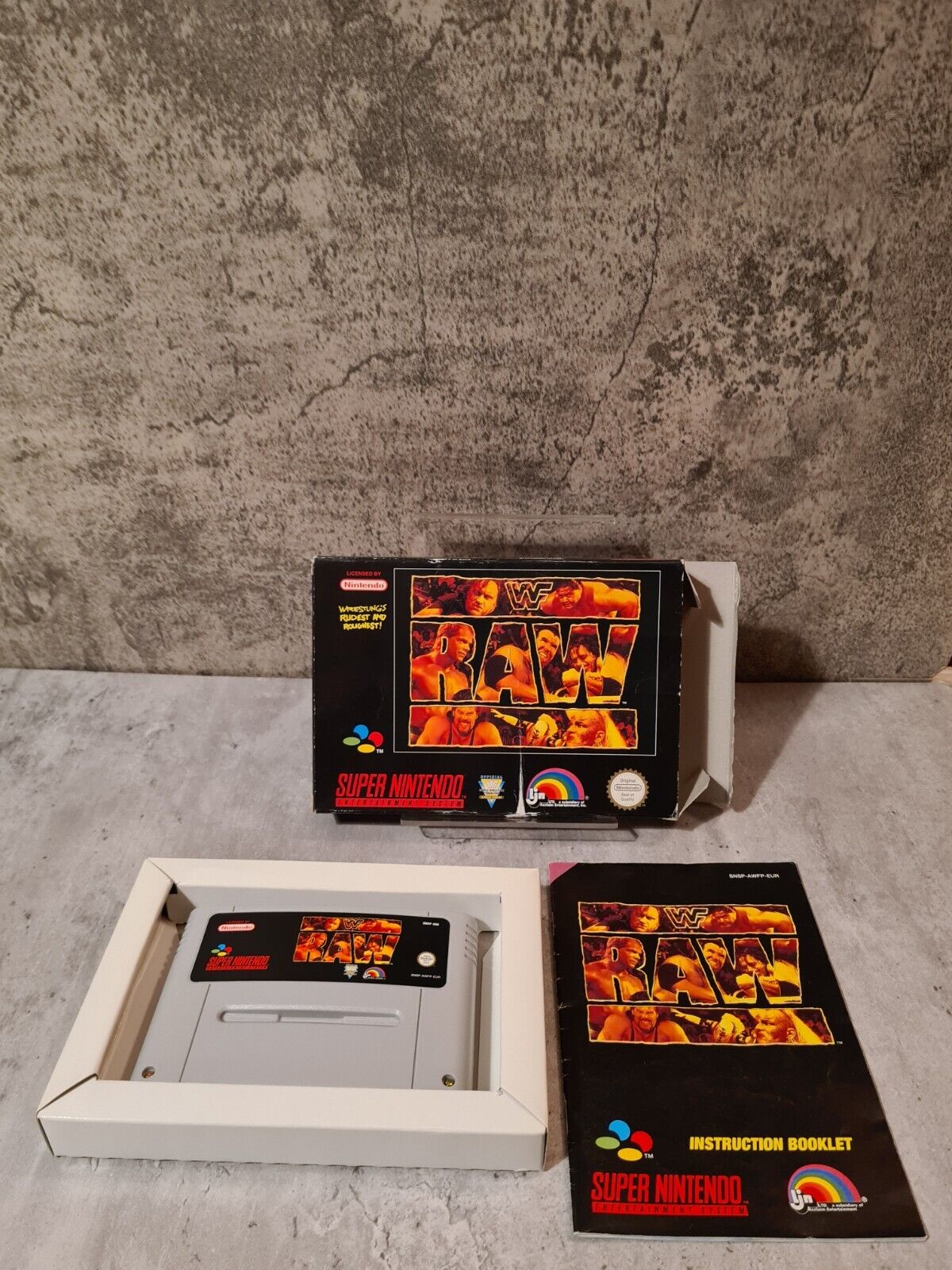 SNES Super Nintendo WWF Raw mit OVP und Anleitung EUR - T-Retro-Games