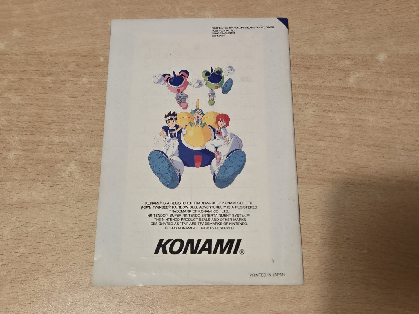 SuperNintendo Pop'N Twinbee Rainbow Bell Adventures Instruction Booklet NOE/SFRG