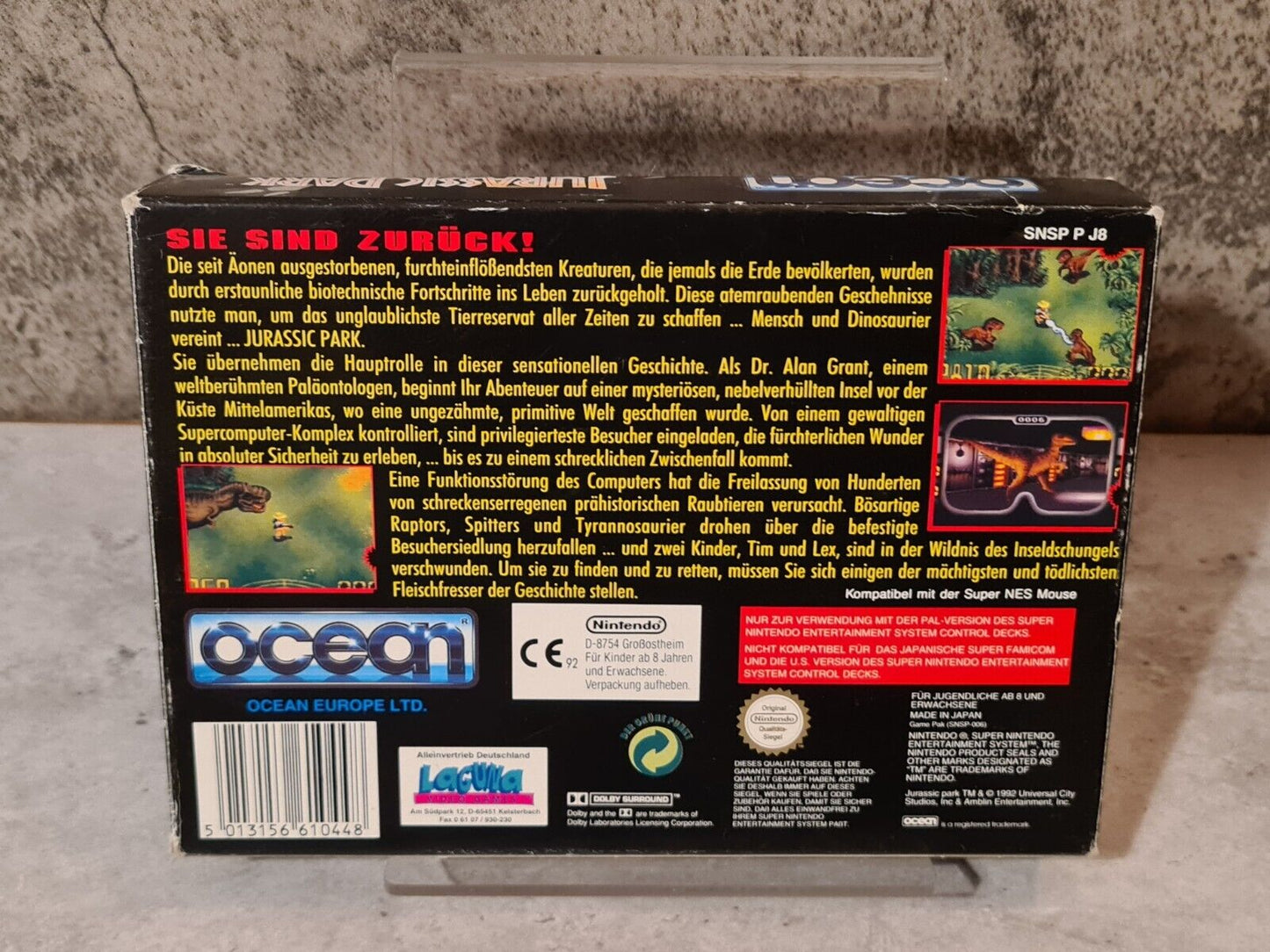 SNES Super Nintendo Jurassic Park mit OVP und Anleitung NOE/SFRG - T-Retro-Games