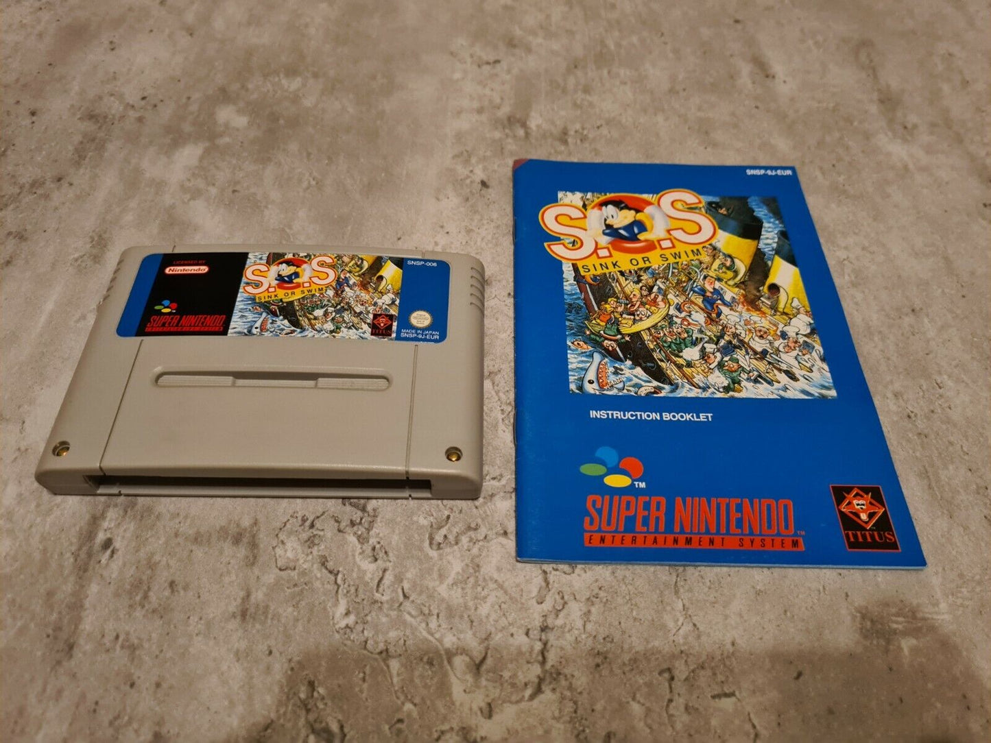 SNES Super Nintendo S.O.S. Sink or Swim mit OVP und Anleitung EUR - T-Retro-Games