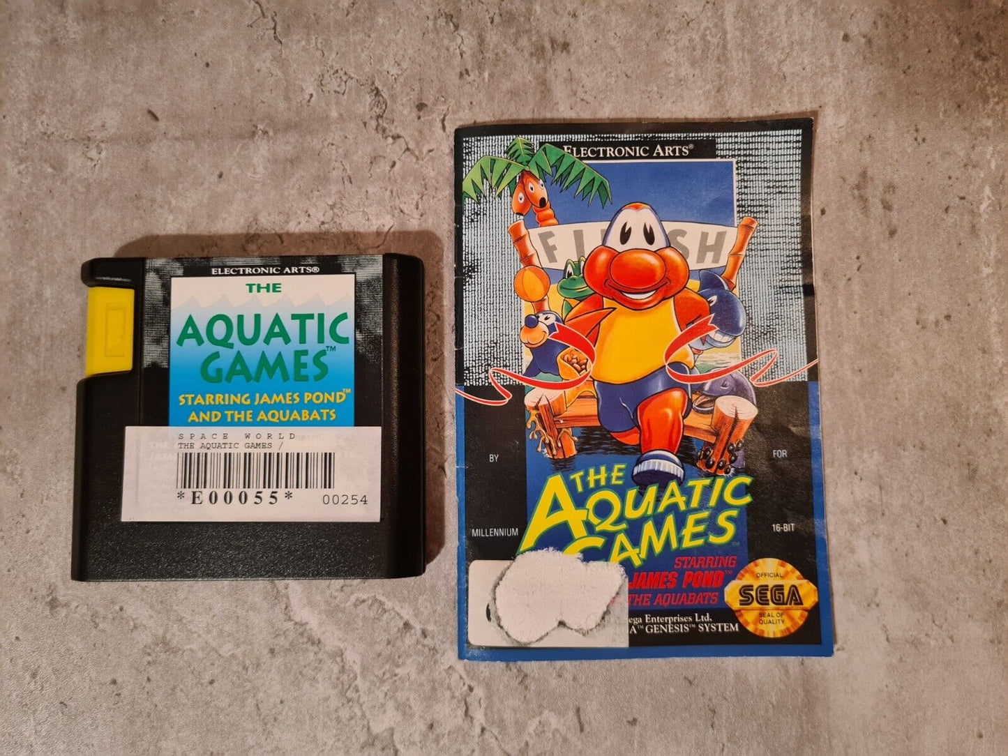 Sega Genesis The Aquatic Games mit OVP und Anleitung USA - T-Retro-Games