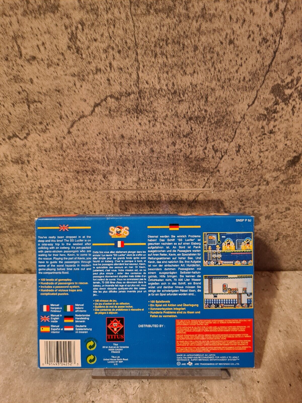 SNES Super Nintendo S.O.S. Sink or Swim mit OVP und Anleitung EUR - T-Retro-Games