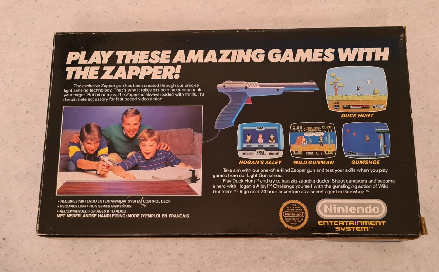 Nintendo NES Zapper Light Gun 1985 Grau Grey OVP - T-Retro-Games