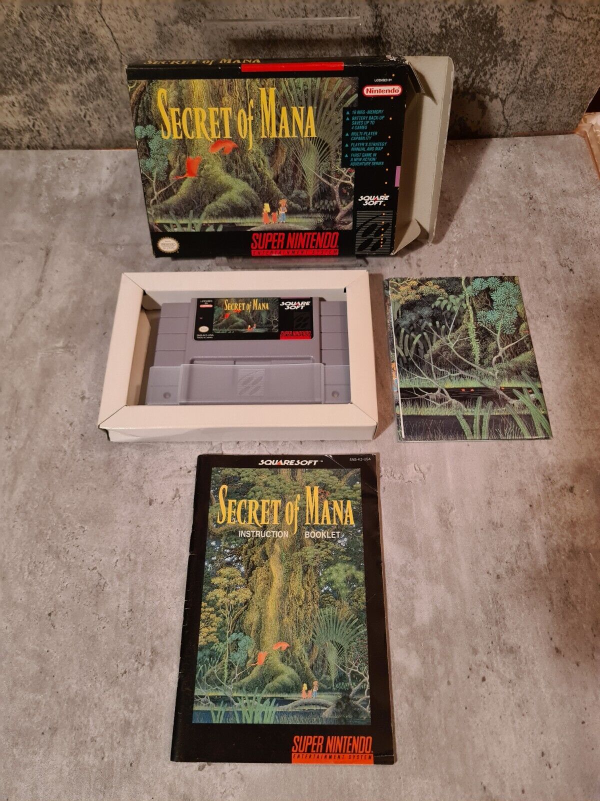 SNES Super Nintendo Secret of Mana mit OVP und Anleitung + Poster NTSC USA - T-Retro-Games