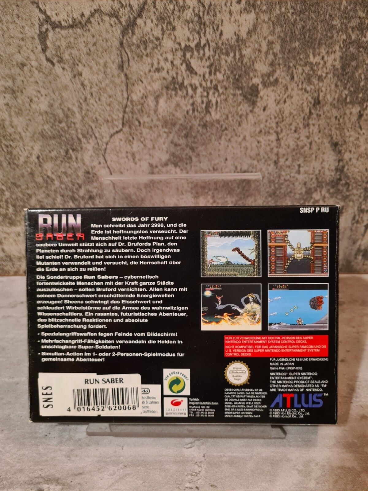 SNES Super Nintendo Run Saber mit OVP und Anleitung NOE - T-Retro-Games