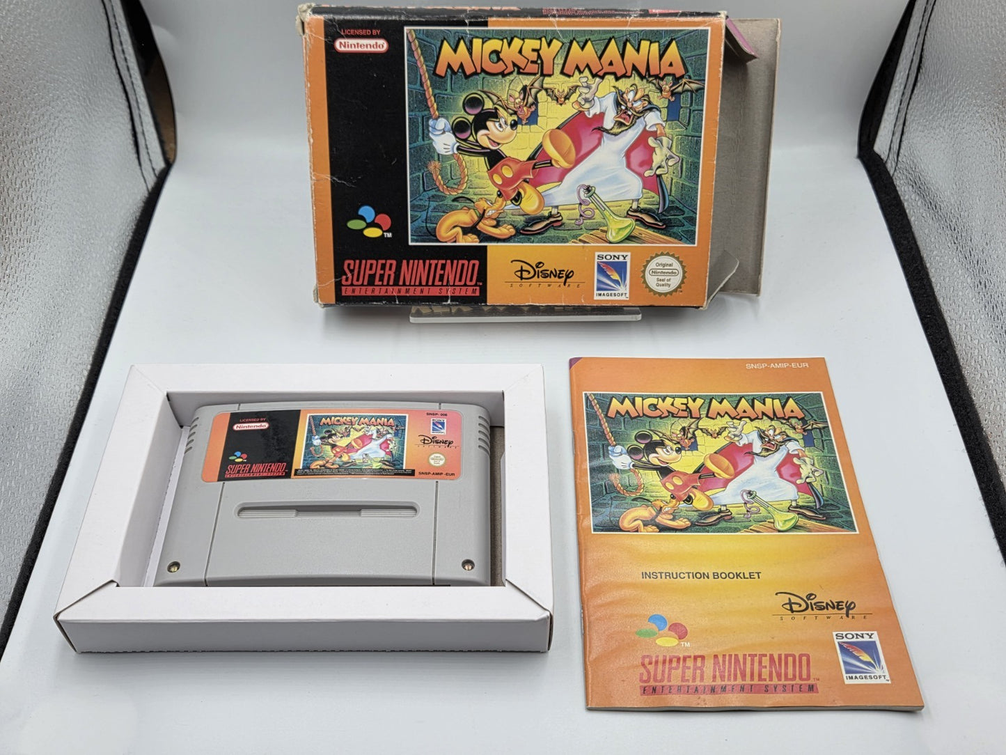 SNES Super Nintendo Mickey Mania mit OVP und Anleitung EUR