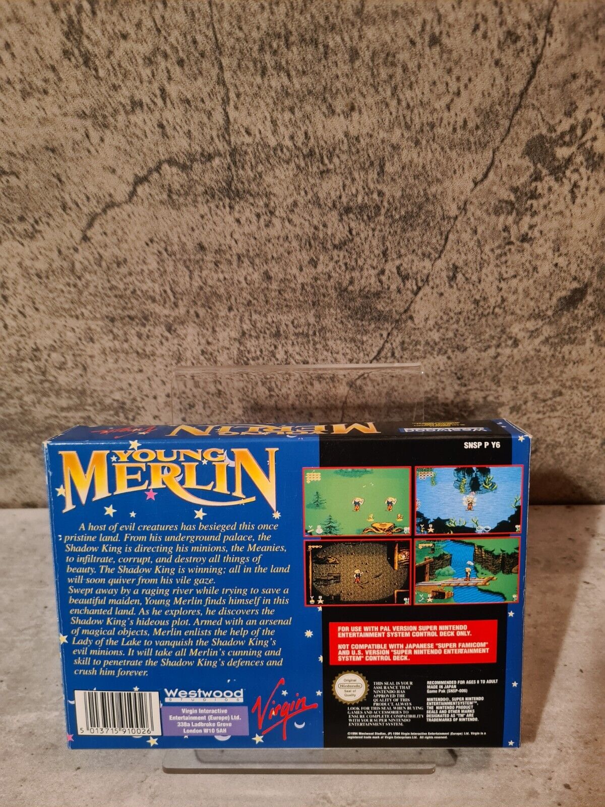 SNES Super Nintendo Young Merlin mit OVP und Anleitung + Players Guide UKV - T-Retro-Games