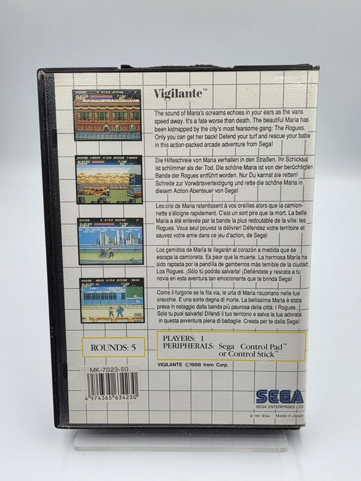 Sega Master System Vigilante mit OVP und Anleitung Multilingual