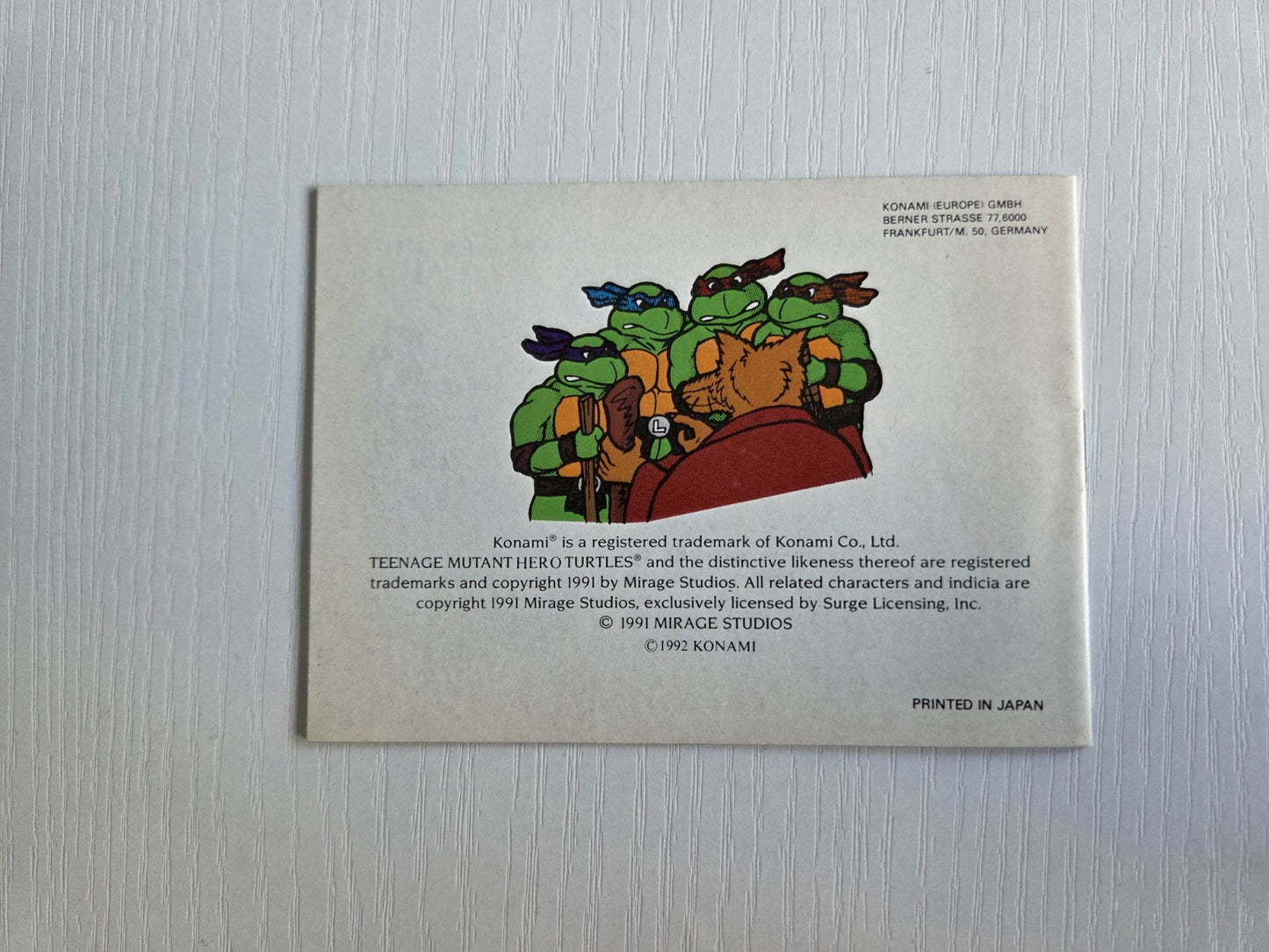 Game Boy Classic Turtles II Back from the Sewers Instruction Booklet NOE