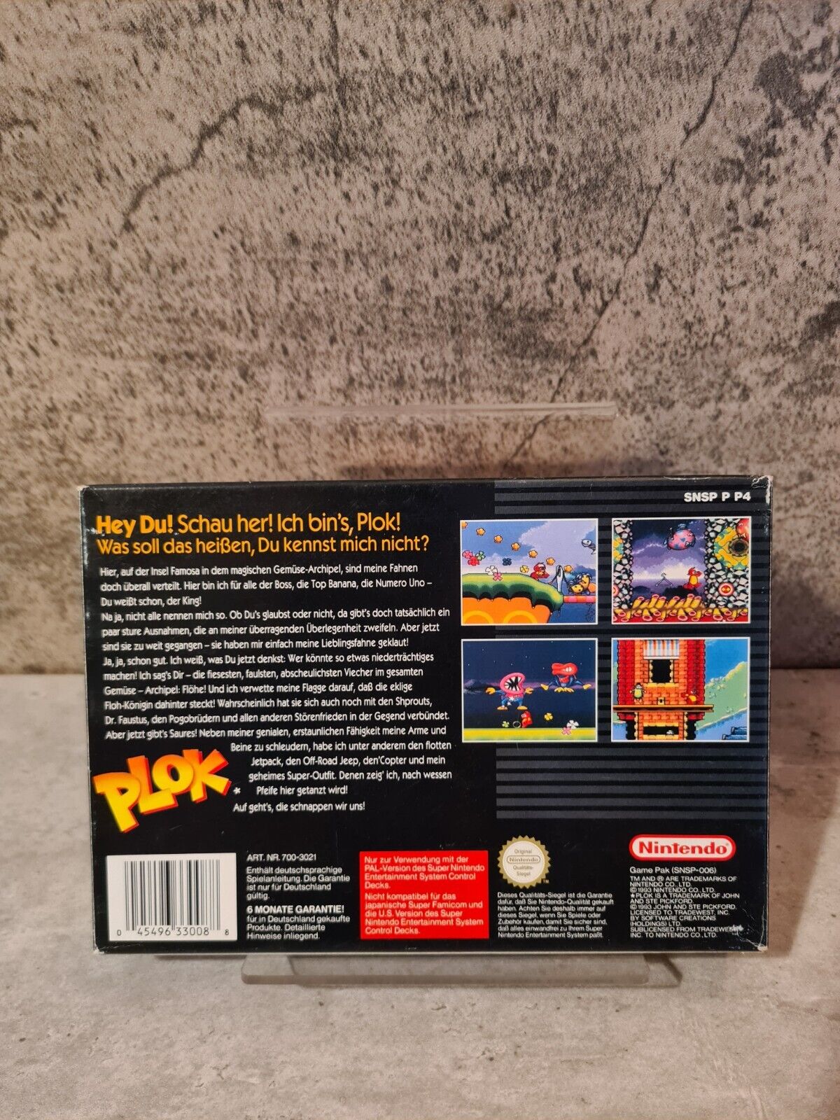 SNES Super Nintendo Plok mit OVP und Anleitung NOE/SFRG - T-Retro-Games