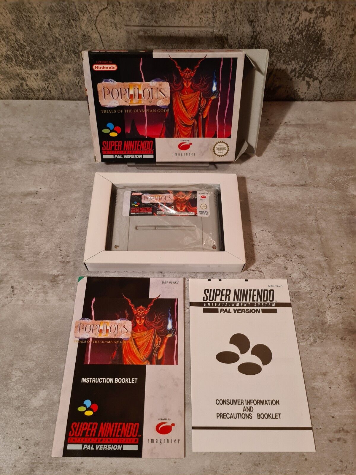 SNES Super Nintendo Populous II Trials of The Olympian Gods + OVP Anleitung UKV - T-Retro-Games