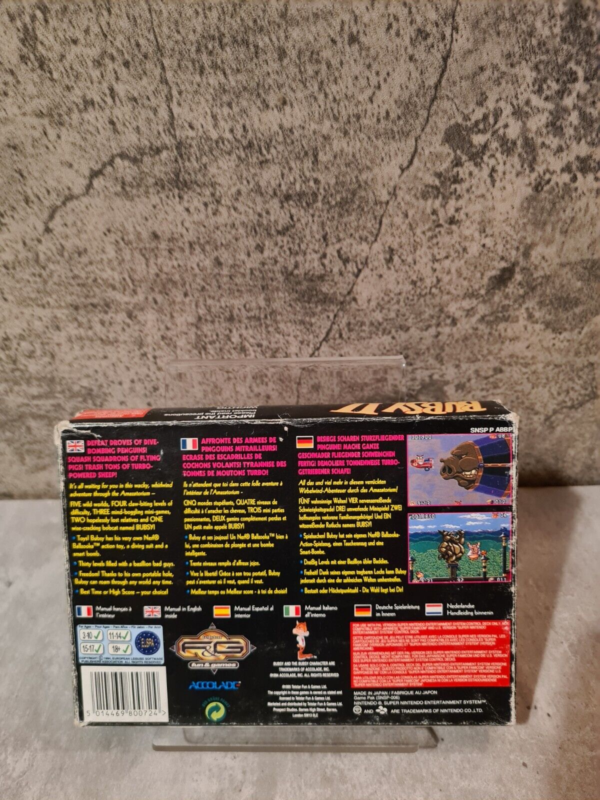 SNES Super Nintendo Bubsy II mit OVP und Anleitung EUR - T-Retro-Games