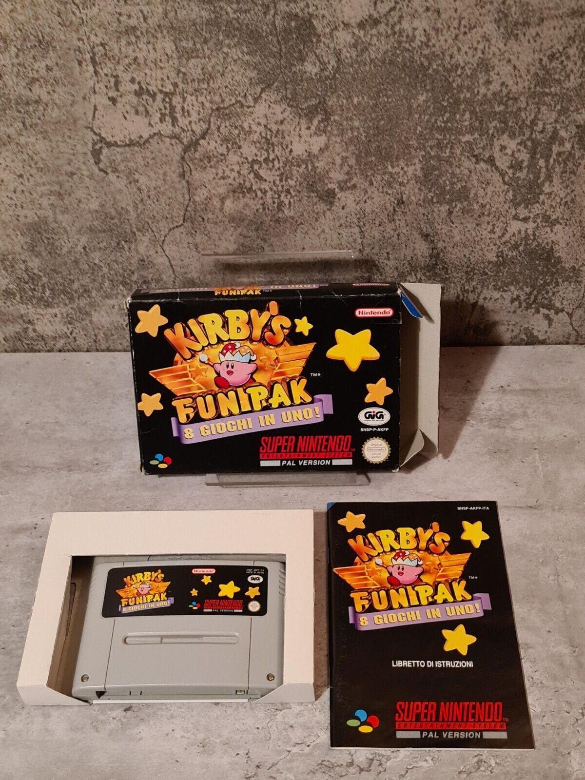 SNES Super Nintendo Kirby's Fun Pak mit OVP und Anleitung ITA - T-Retro-Games