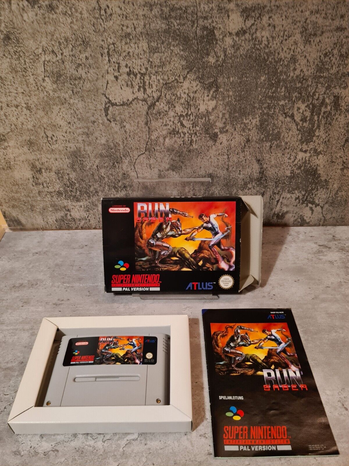 SNES Super Nintendo Run Saber mit OVP und Anleitung NOE - T-Retro-Games