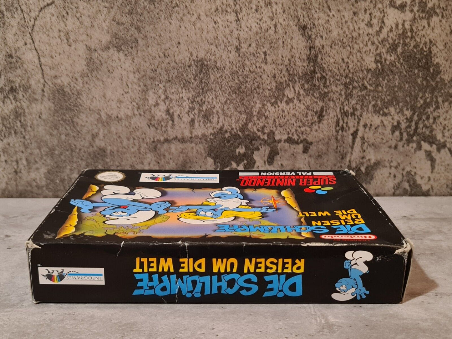 Super Nintendo Die Schlümpfe Reisen Um Die Welt mit OVP und Anleitung NOE - T-Retro-Games